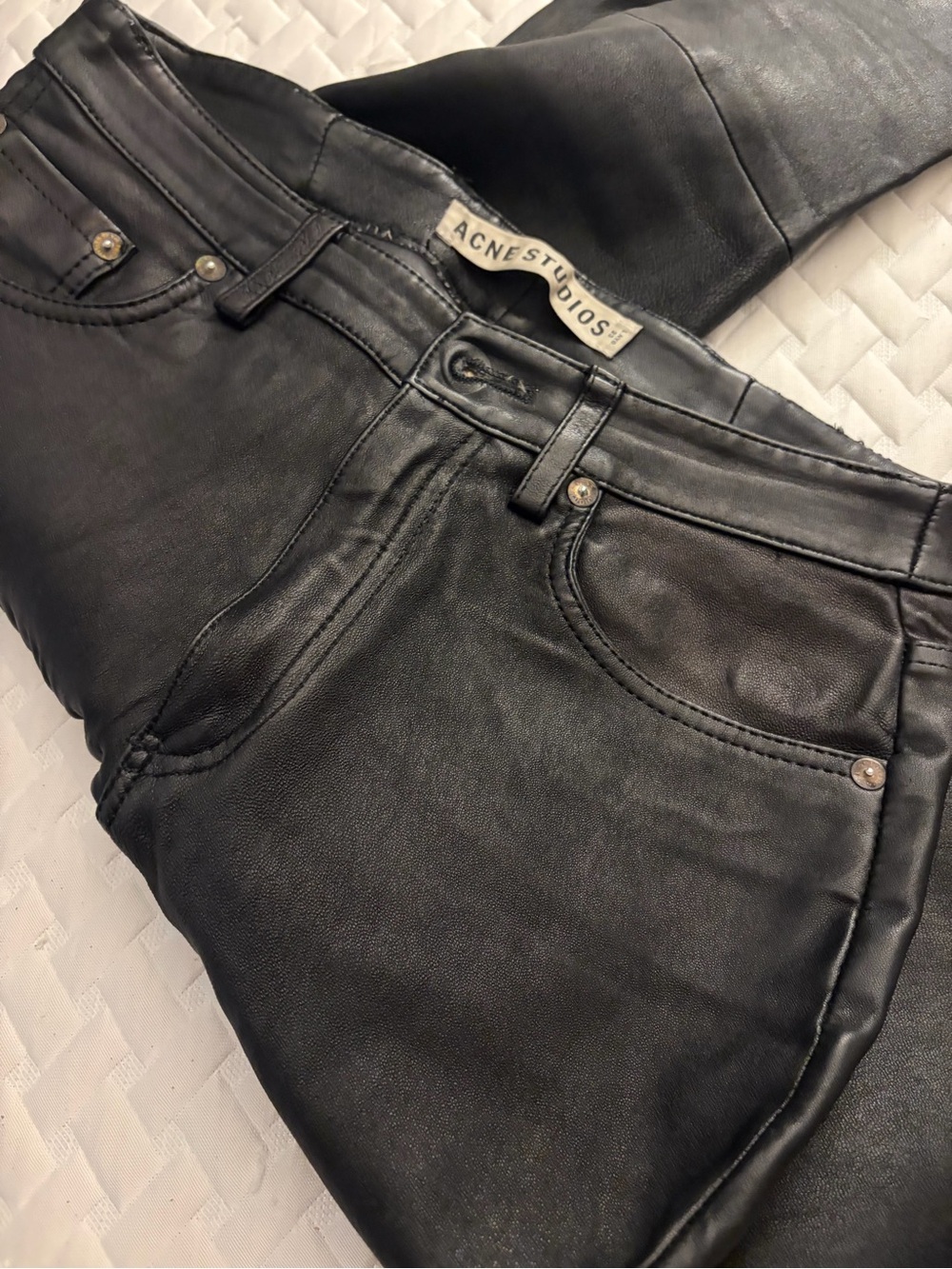 Acne Black Lamb Leather Pants